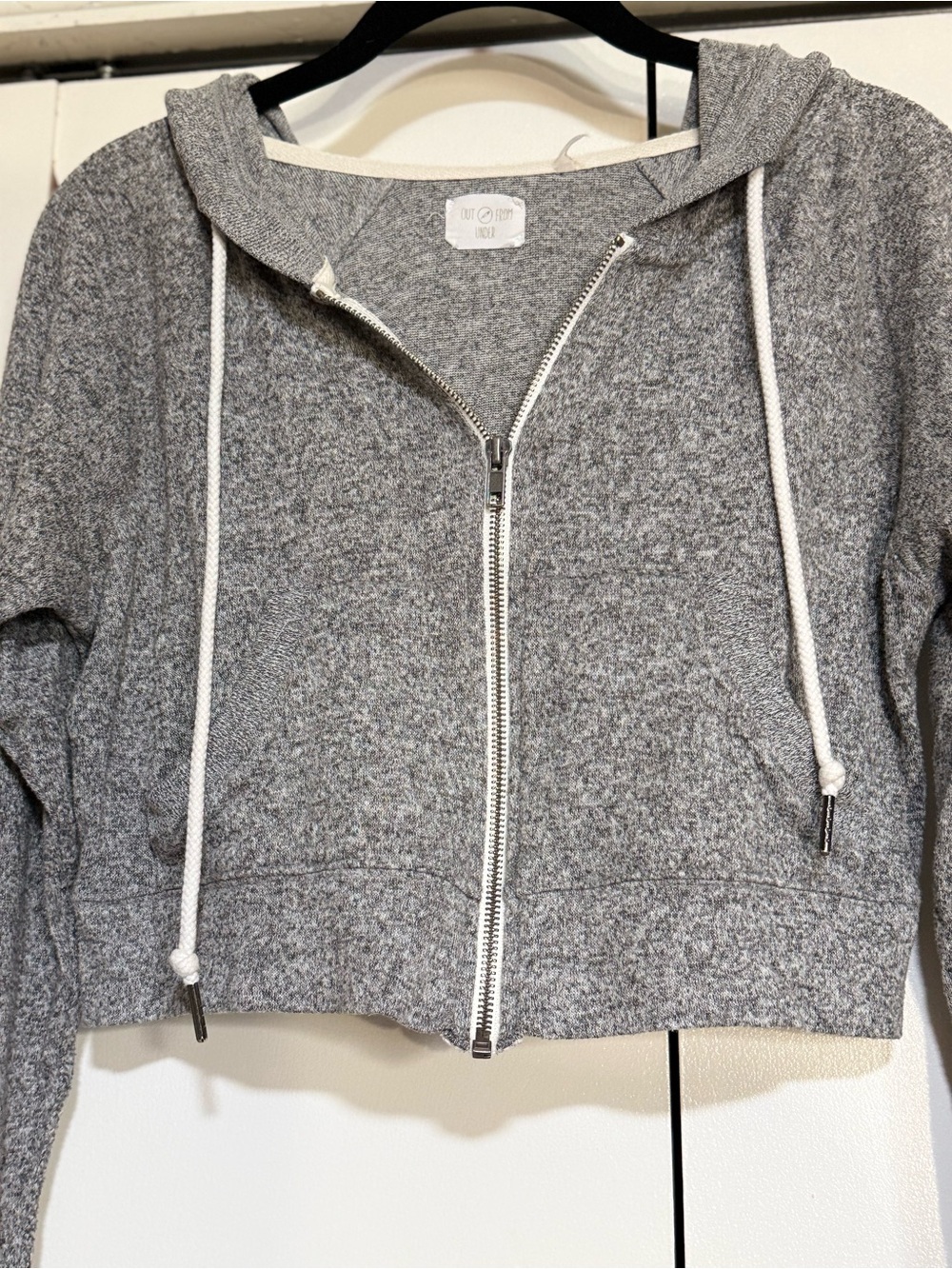 Urban Outfitters Gray Soft Knit Cropped Zip Up Hoodie Lounge Jacket | Small - Picture 5 of 15